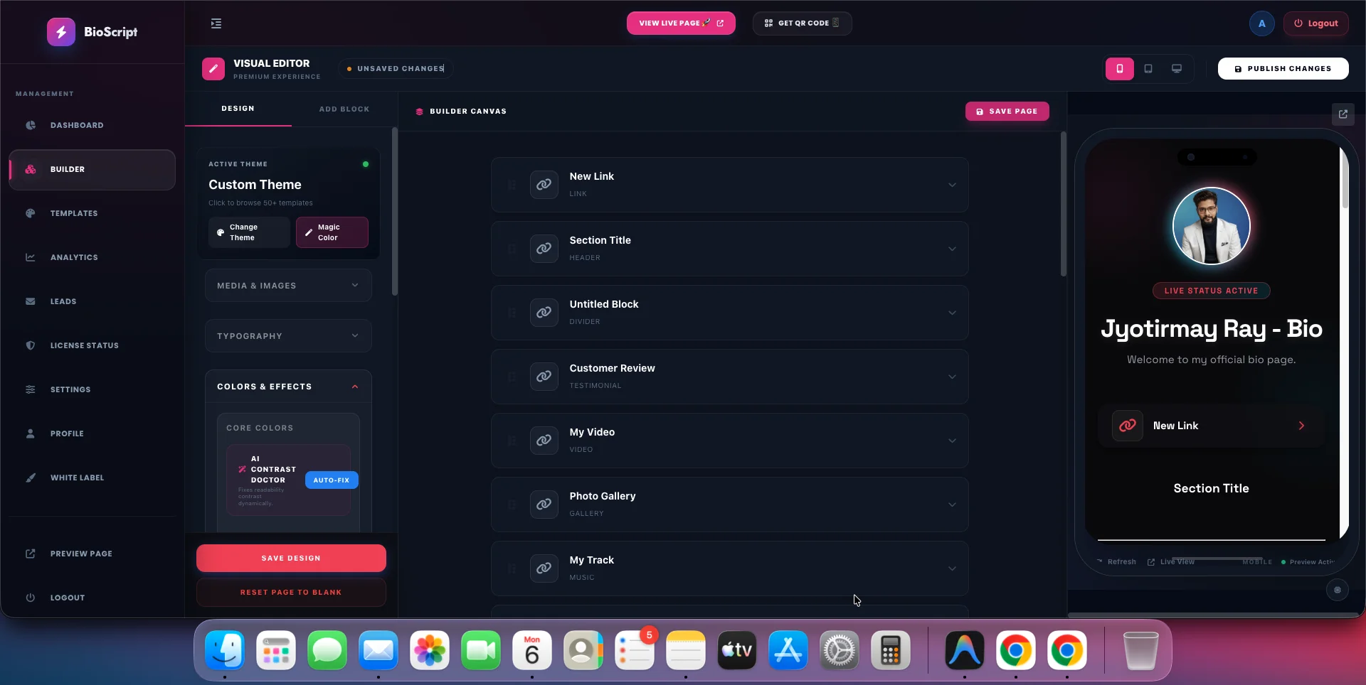 Visual Builder Workspace