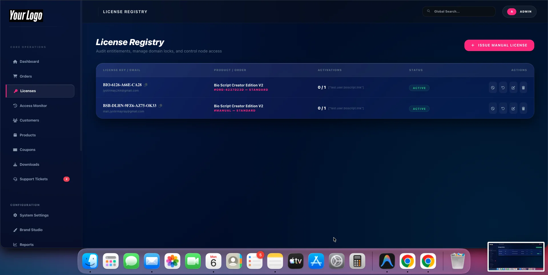 SaaS Activity log